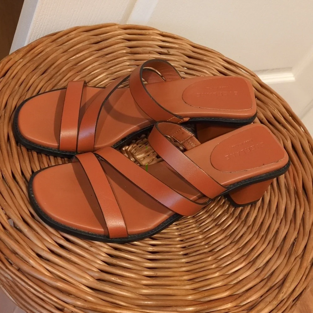 Everlane Orange Leather Heeled Strappy Sandal Womens 8 - Picture 7 of 7